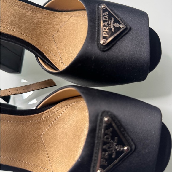 Authentic Prada Black Satin Peep-Toe Heels - Picture 8 of 8